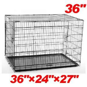   door Folding Wire Pet Dog Crate   36l x 24w x 27h