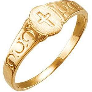  14k Yellow Gold Cross Signet Ring , Size 10.5 Jewelry