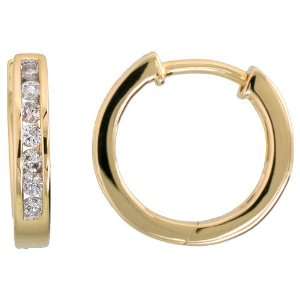   Gold / Diamond Huggie Earrings 1/2 (12 mm) Gabriella Gold Jewelry