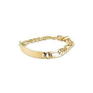    Mens 14k Solid Gold Figaro Engraveable ID Bracelet Jewelry