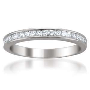 14k White Gold Princess cut Diamond Bridal Wedding Band Ring (2/5 cttw 