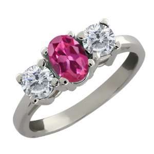   Ct Oval Pink Tourmaline and White Diamond 14k White Gold Ring Jewelry