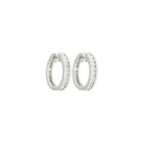  14k White Gold Channel Set Diamond Hoop Earrings (1 cttw, I J Color 