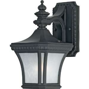   12 1/2 Inch Small Wall Lantern with Linear Frosted Glass, Mystic Black