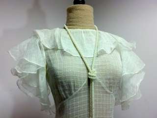 Vintage 1920s Wedding Dress Sheer White Organza Gown  