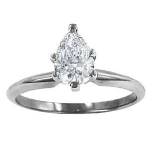   VS1 Pear Cut Diamond Solitaire Engagement Ring 14k White Gold Size 6