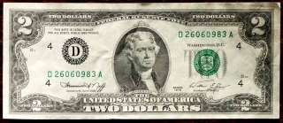 US 1976 2 DOLLAR BILLS   1976   $2 FEDERAL RESERVE NOTES  