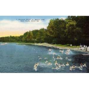 1940s Vintage Postcard Scene at Baron Lake near Niles Michigan
