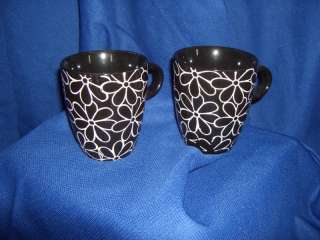 BLACK FLOWER SENSEO CUPS/MUGS FOR POD COFFEE MAKER  