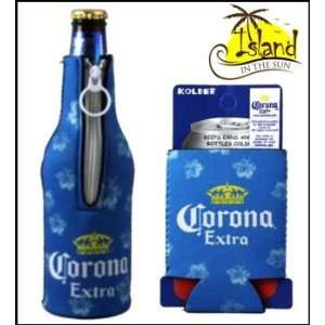  (2) Corona Extra Hibiscus Beer Can Bottle Koozie Cooler 