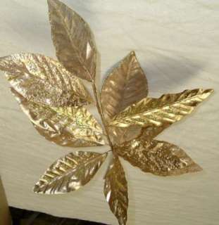 Italian Gold Glittered Silk Magnolia Leaves Flower 7540  