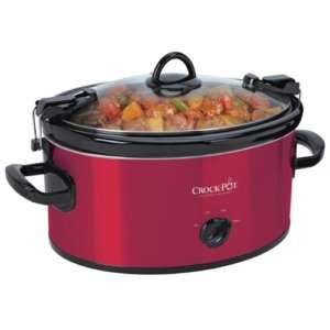 Crock Pot Slow Cooker Cooking 6 Qt Stainless Steel Red  