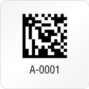  Custom 2D Barcode Label, 0.75 x 0.75 Tamperproof Void 