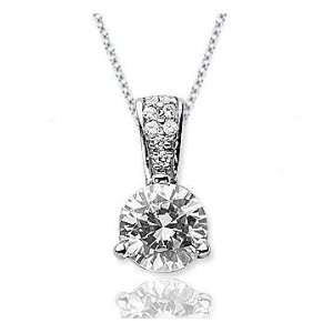   Carat Diamond Pave Bail 14k White Gold Solitaire Pendant Jewelry