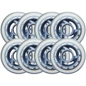  Clear / Silver Inline Skate Wheels 80mm 78a 8 Pack Sports 
