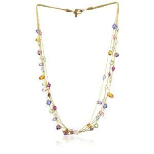  Gold Silk 5 Strand Multi Color Crystal Necklace Jewelry