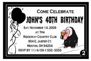   HILL 40th 50th 60th BIRTHDAY PARTY INVITATIONS vulture design  