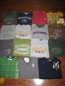 LOT 15 MENS NOVELTY T SHIRTS GRAPHIC TEES ABERCROMBIE AMERICAN EAGLE 