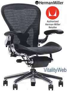 Herman Miller Aluminum Aeron Home Office Chair Leather Armrests 