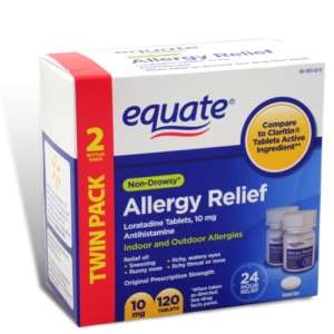 Allergy Relief, Loratadine 10 mg, 120 Tablets   Equate  