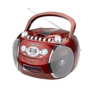 SUPERSONIC PORTABLE /CD PLAYER CASSETTE RECORDER*RED  