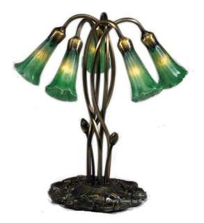 Green Lily Pond Five Light Tiffany Sty Glass Table Lamp  