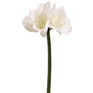  24 Glitter Amaryllis Spray W/2 Flowers & 1 Bud White 