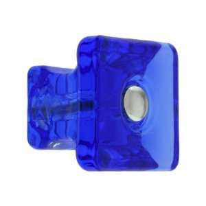  Square Cobalt Blue Glass Cabinet Knob With Nickel Bolt 