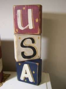 sign stacking wood blocks Americana decor crafted  
