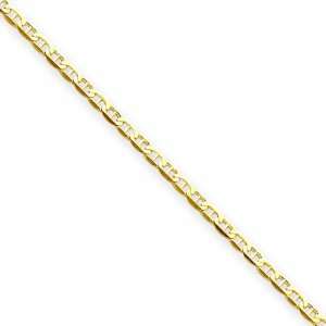  14k 3mm Concave Anchor Chain Bracelet , Size 7 Jewelry
