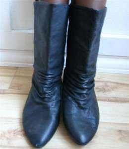 VTG black pixie leather ankle cuff pirate sclouch boots shoes flats 10 