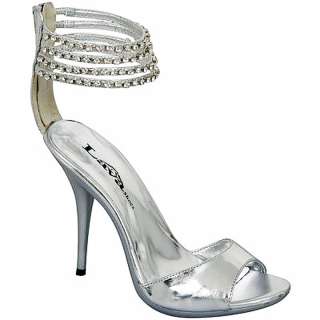   Rhinestone Silver Stilettos Ankle Strap Prom Sandals 4 Heels 5 11