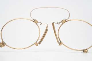 vintage pince nez eyeglasses antique gold spring bridge 1400  