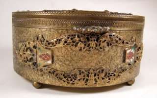 Antique Art Nouveau ENAMEL SPIDERS Jewelry Box Casket  