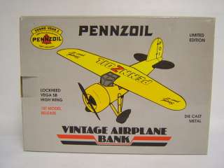 Die Cast Airplane Bank Pennzoil Limited Lockheed Vega  