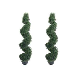  Two Artificial Silk Fake 3 Ft Cedar Spiral Topiary Tree In 