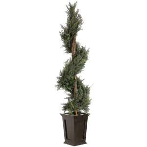   Potted Artificial Spiral Italian Cypress Topiary Tree