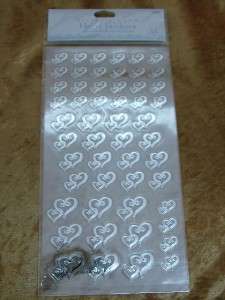 53 Silver Linked Hearts 3 Sizes Wedding Labels Seals  