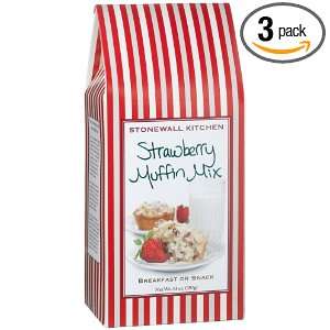 Stonewall Kitchen Strawberry Muffin Mix, 14 Ounce Boxes (Pack of 3)