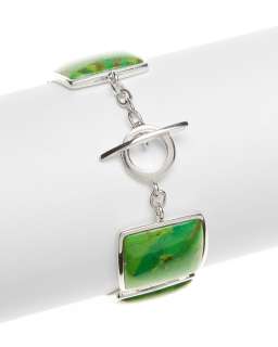Barse Sterling Silver wide Green Gaspeite Link Bracelet  