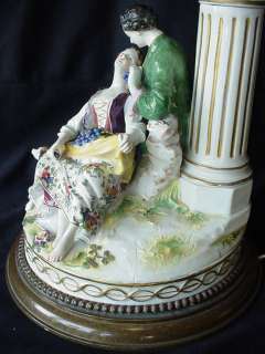 Great antique french porcelain table lamp # as/325  