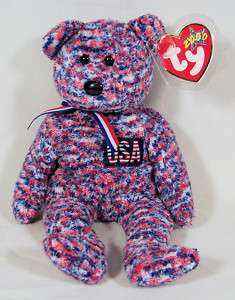 TY Beanie Baby USA Bear 2000 6th Gen NMWT  