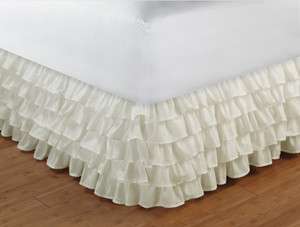  RUFFLE Queen Bedskirt/Dust ruffle Ivory/Ecru Layered Princess Bed 