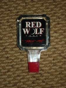 Red Wolf Lager Acrylic Beer Bar Tap Handle 3 1/4 x 6  