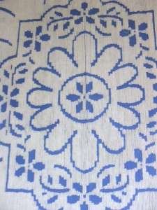 Blue with White Chenille Full Size Chenille Bedspread  