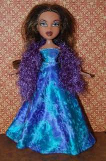 Doll Clothes handmade for 10 Bratz Dolls   Aqua/Purple Long Dress and 