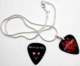 Disturbed Silver Guitar Pick Necklace + Matching Pick  
