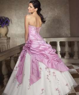 New/Lavender+White/wedding dress/Bride/Applique/lace up  