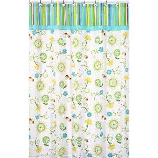 Turquoise and Lime Layla Kids Bathroom Fabric Bath Shower Curtain