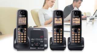    to Cell via Bluetooth Cordless Phone, Black, 3 Handsets Electronics